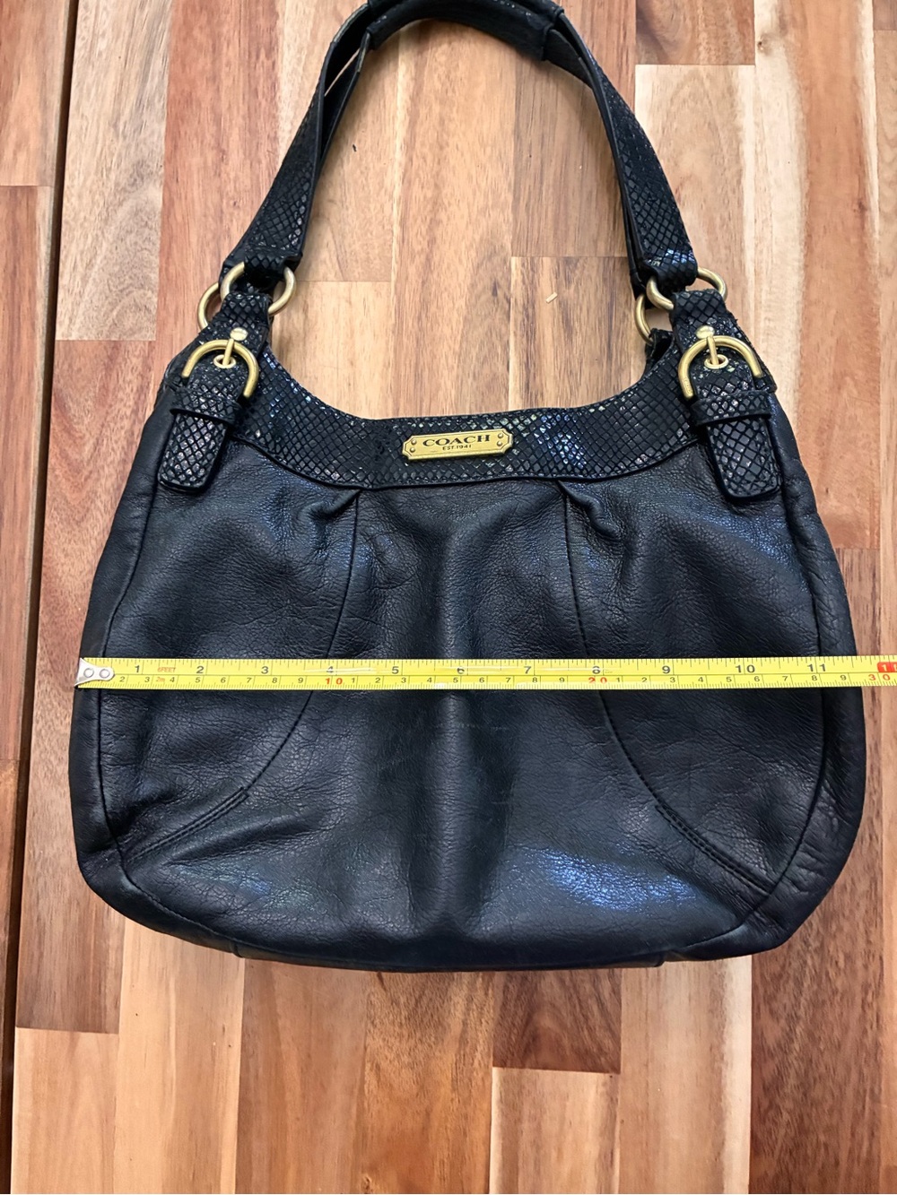 Coach Soho Black Leather Purse Shoulder Bag Hobo Slouch Snakeskin F19453 EUC - Picture 11 of 14